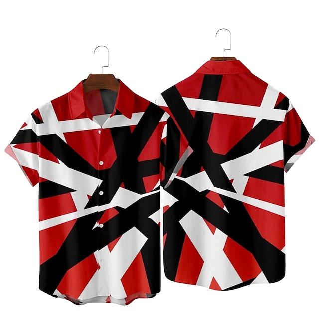 

Men's Shirt 3D Print Linear Classic Collar Party Daily Print Short Sleeve Tops Streetwear Hawaiian A