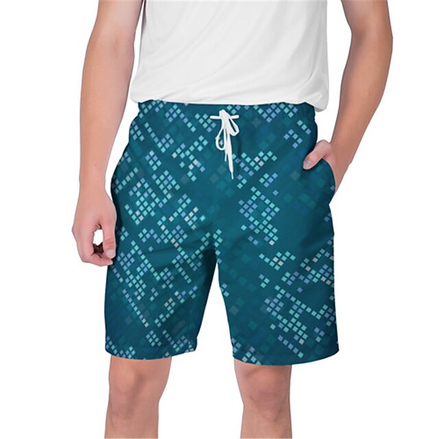 

Men's Streetwear Hawaiian Shorts Beach Shorts 3D Print Elastic Drawstring Design Short Pants Casual Daily Graphic Geometry Breathable Soft Mid Waist Blue Black Royal Blue Red S M L XL XXL