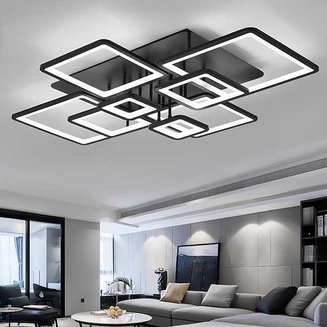  Luz de teto led moderna multicamada app regulável embutida luz de teto quadrado preto adequado para quarto sala de estar sala de jantar ac110v ac220v