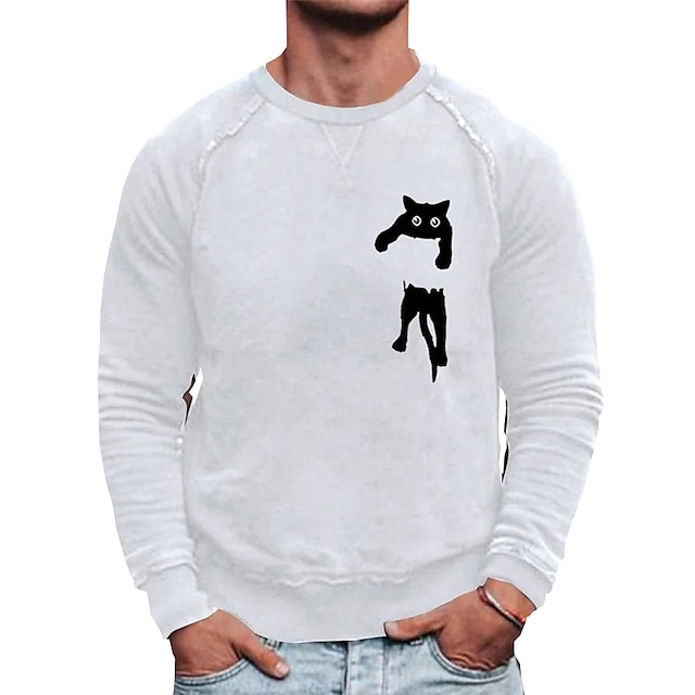 Mens Clothing Mens Hoodies & Sweatshirts | Mens Sweatshirt Pullover Cat Graphic Print Sports & Outdoor Casual Daily Hot Stamping