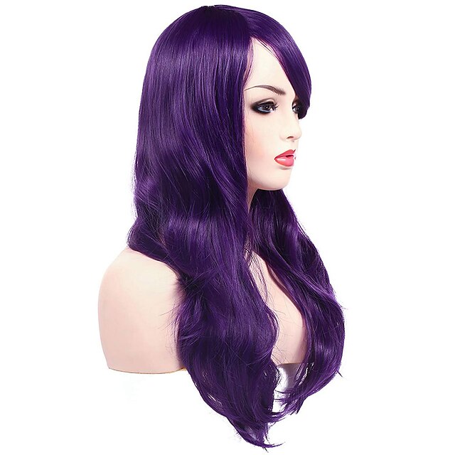 Beauty & Hair Wigs & Hair Pieces | Dark Purple Wigs Long Wig Big Wave Heat Resistant Synthetic Straight Hair with Bangs for Fema