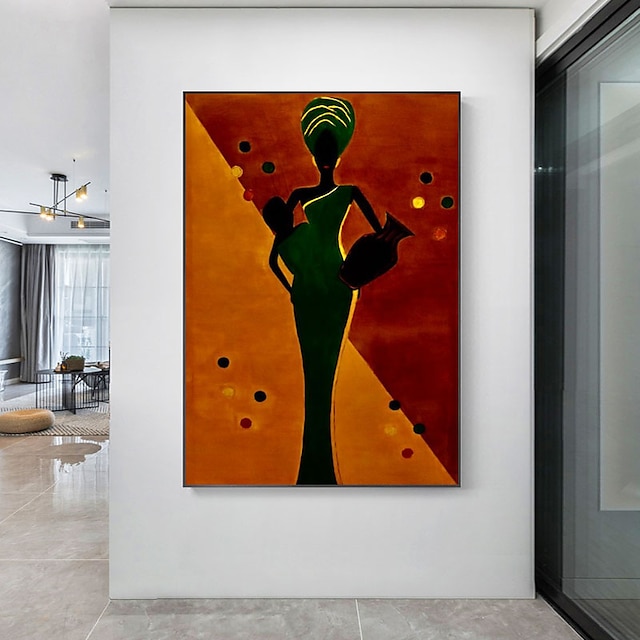 Home & Garden Wall Art | Oil Painting Hand Painted Vertical Abstract People Classic Modern Rolled Canvas (No Frame) - SO25689