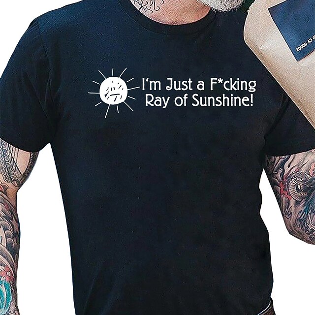 

Men's T shirt Hot Stamping Sun Letter Crew Neck Casual Daily Print Short Sleeve Tops Lightweight Fashion Big and Tall Sports Blue White Black