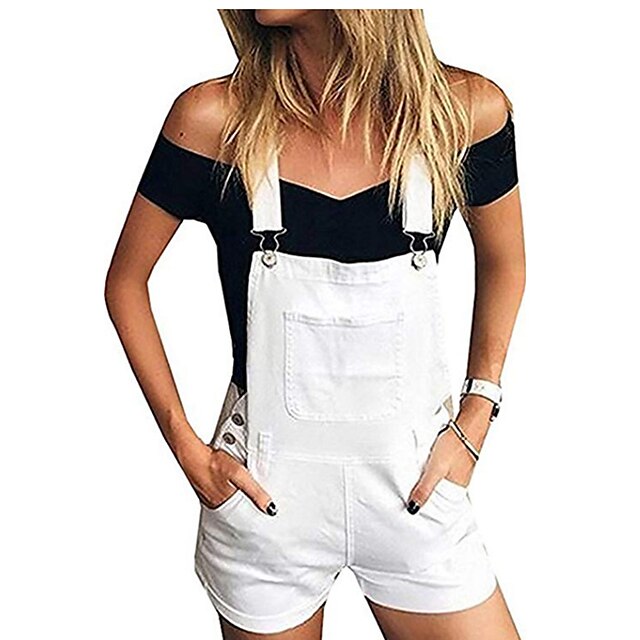 Womens Clothing Womens Bottoms | Womens Fashion Jumpsuit Rompers Slacks Side Pockets Short Pants Casual Weekend Micro-elastic Pl