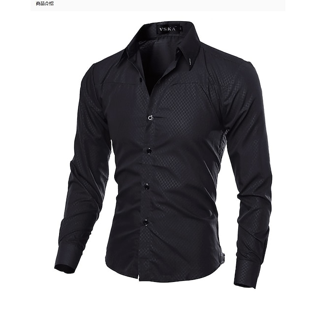 Mens Clothing Mens Shirts | Mens Tuxedo Shirts Solid Colored Turndown Party Street Pleated Button-Down Long Sleeve Tops Cotton F