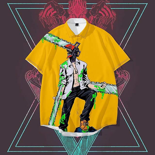 

Inspired by Chainsaw Man Volkner Cartoon Manga Terylene Anime Harajuku Graphic Kawaii Top For Men's