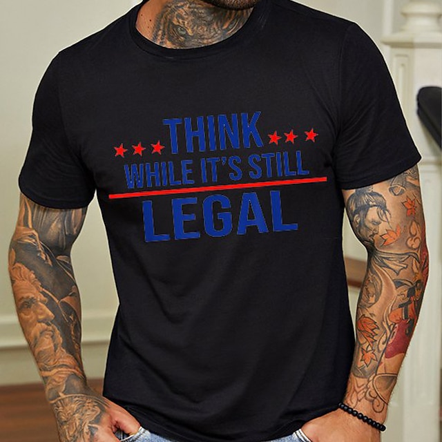 

Men's T shirt Hot Stamping Graphic Prints Letter Crew Neck Casual Daily Print Short Sleeve Tops Lightweight Fashion Big and Tall Sports White Black Gray