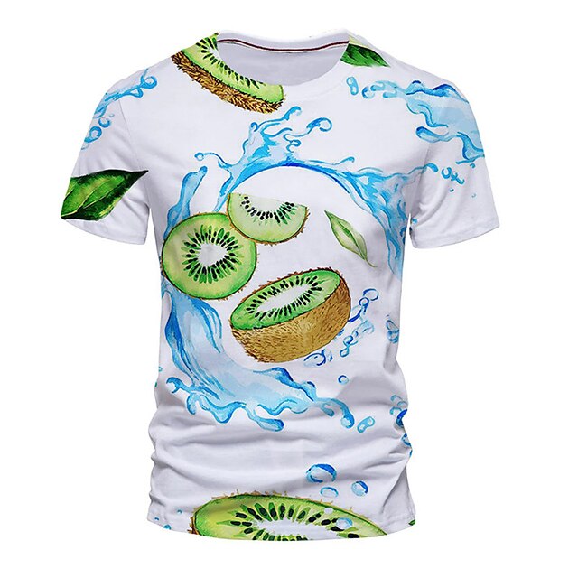 

Men's Unisex T shirt 3D Print Graphic Prints Fruit Crew Neck Street Daily Print Short Sleeve Tops Casual Designer Big and Tall Sports Blue / White Light Blue