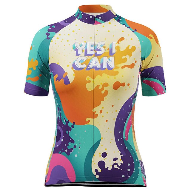 

21Grams Women's Short Sleeve Cycling Jersey Summer Spandex BlueWhite Graffiti Bike Top Mountain Bike MTB Road Bike Cycling Quick Dry Moisture Wicking Sports Clothing Apparel / Stretchy / Athleisure