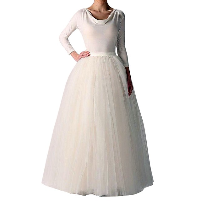 

Women's Fashion Long Skirts Performance Weekend Solid Colored Layered Green Gray Purple One-Size