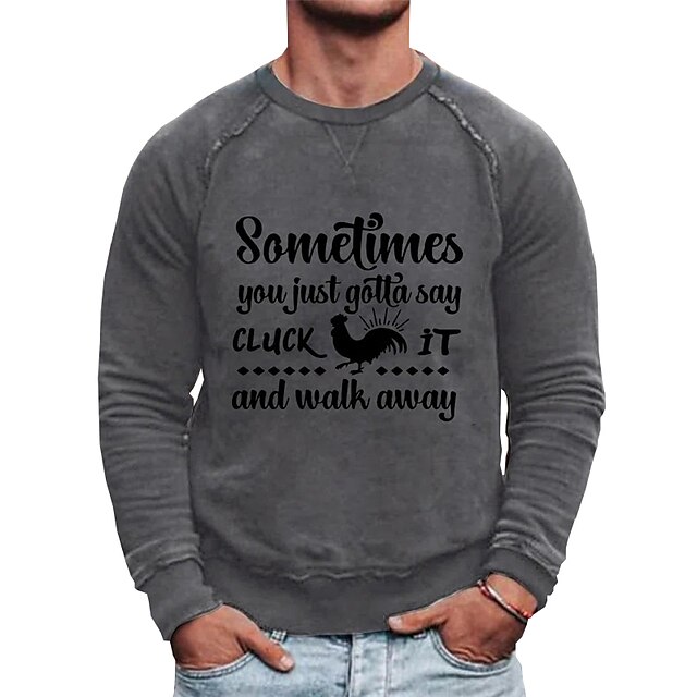 Mens Clothing Mens Hoodies & Sweatshirts | Mens Sweatshirt Pullover Graphic Chicken Letter Print Sports & Outdoor Casual Daily H