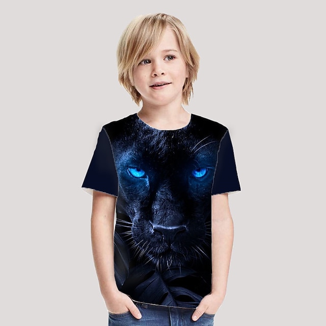  Boys T shirt Short Sleeve T shirt Animal Leopard 3D Print Active Sports Fashion Polyester Outdoor Daily Indoor Kids 3-12 Years 3D Printed Graphic Regular Fit Shirt