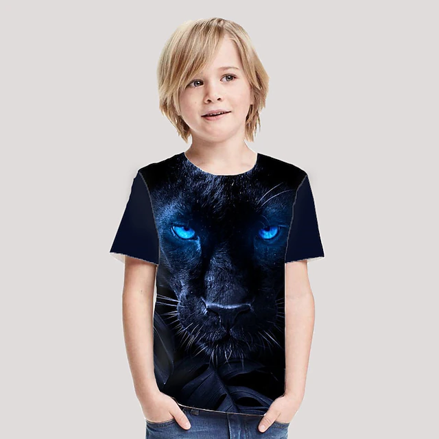 Boys 3D Animal Leopard T shirt Short Sleeve 3D Print Summer Spring Active Sports Fashion Kids 3-12 Years Outdoor Daily Indoor Regular Fit 6