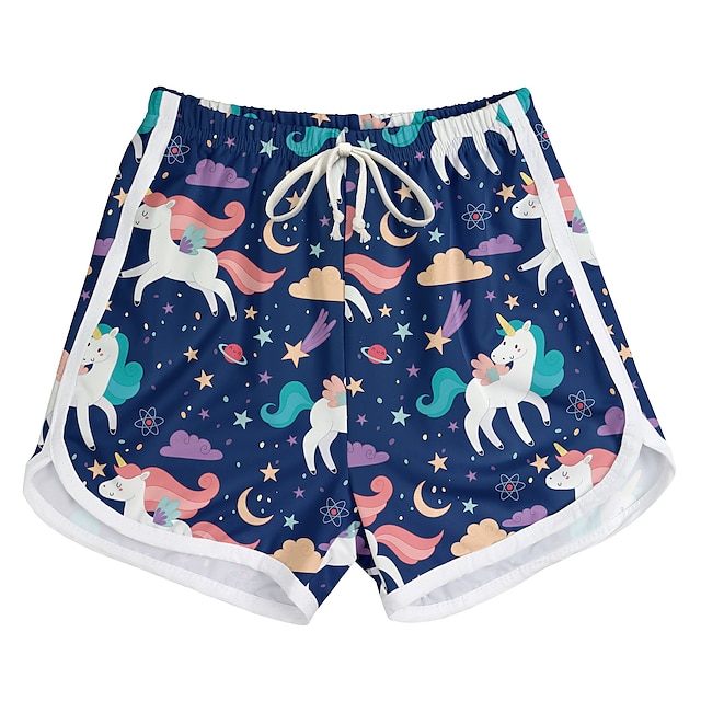 

Kids Girls' Beach Shorts One Piece Swimsuit Print Swimwear Unicorn Sleeveless Blue Swimming Active Bathing Suits 3-10 Years