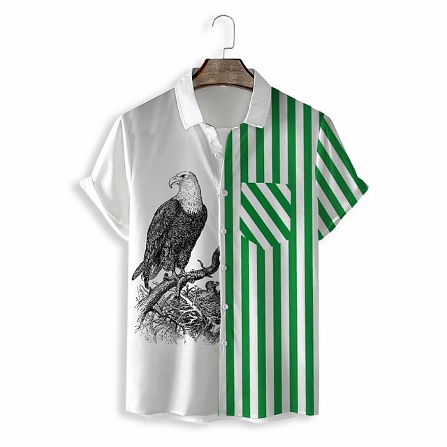 

Men's Shirt 3D Print Graphic Turndown Casual Daily 3D Print Short Sleeve Tops Casual Fashion Classic Green