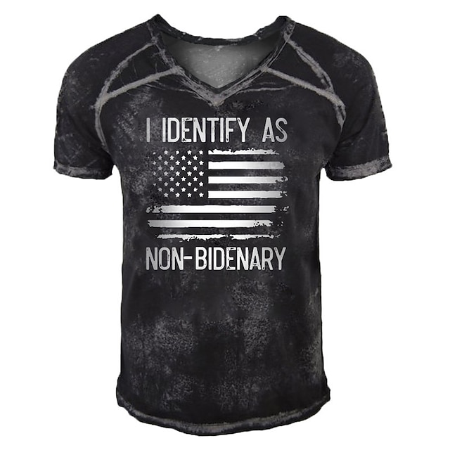 

Men's T shirt 3D Print Graphic National Flag V Neck Casual Daily Print Short Sleeve Tops Fashion Classic Comfortable Big and Tall Black