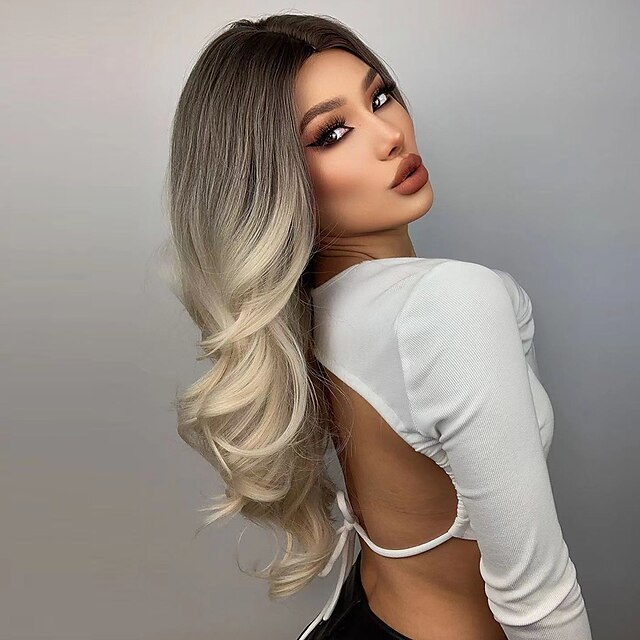 Beauty & Hair Wigs & Hair Pieces | HAIRCUBE Honey Blonde Highlighted Wigs Ombre Brown Long Body Wave Synthetic Wig for Black Wom