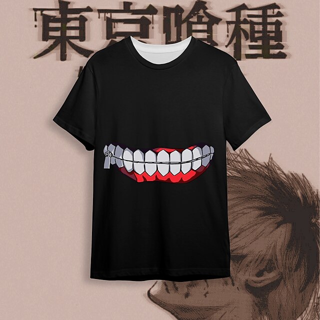 

Inspired by Tokyo Ghoul Kaneki Ken T-shirt Cartoon 100% Polyester Anime Harajuku Graphic Kawaii T-shirt For Men's / Women's / Couple's