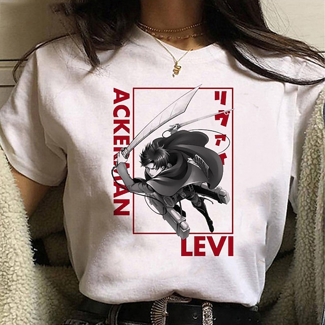 

Inspired by Attack on Titan Eren Yeager Levi·Ackerman T-shirt Cartoon 100% Polyester Anime Harajuku Graphic Kawaii T-shirt For Men's / Women's / Couple's