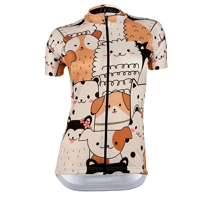

21Grams Women's Short Sleeve Cycling Jersey Summer Spandex Khaki Dog Bike Top Mountain Bike MTB Road Bike Cycling Quick Dry Moisture Wicking Sports Clothing Apparel / Stretchy / Athleisure