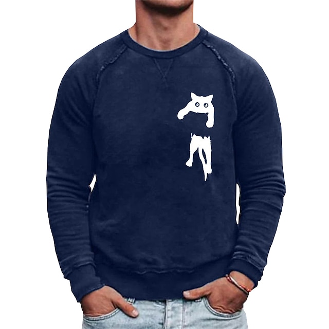 Mens Clothing Mens Hoodies & Sweatshirts | Mens Sweatshirt Pullover Cat Graphic Print Sports & Outdoor Casual Daily Hot Stamping