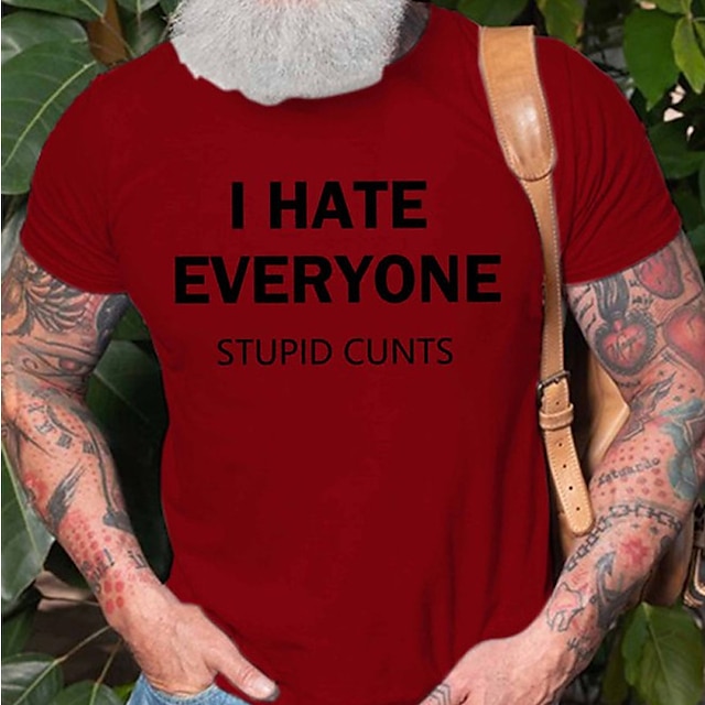 

Men's T shirt Hot Stamping Graphic Letter Crew Neck Casual Daily Print Short Sleeve Tops Lightweight Fashion Big and Tall Sports Red