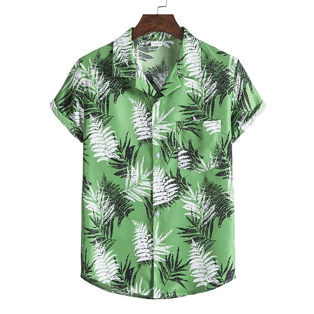 

Men's Shirt Tree Geometry Turndown Home Street Print Short Sleeve Tops 2pcs Ethnic Style Vintage Streetwear western style Green