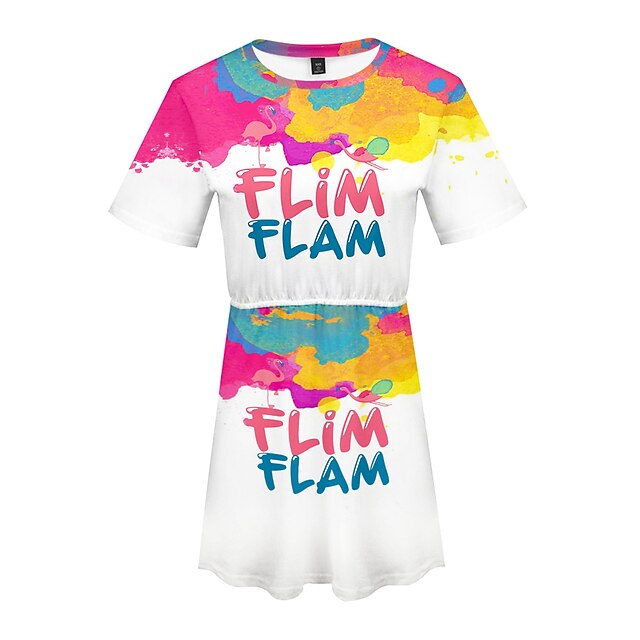 

Inspired by Flim Flam Flamingo Pink Flamingos Dress Cartoon 100% Polyester Anime Harajuku Graphic Kawaii Dress For Women's