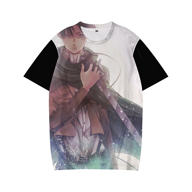 

Inspired by Attack on Titan levi ackerman T-shirt Cartoon 100% Polyester Anime Harajuku Graphic Kawaii T-shirt For Men's / Women's / Couple's