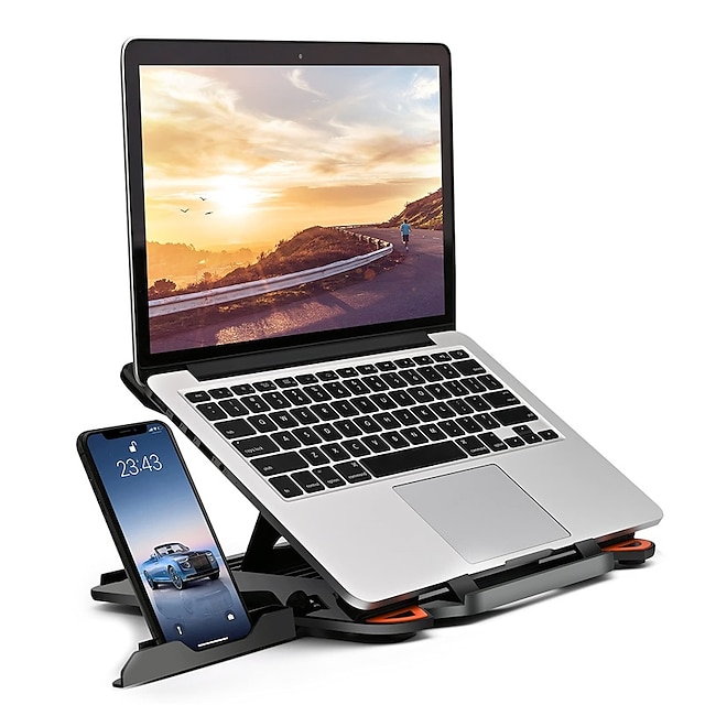  Laptop Stand für Schreibtisch Verstellbarer Laptopständer Kunststoff Silikon Tragbar Faltbar Alles in einem Laptop Halter Kompatibel mit Kindle Fire iPad Pro MacBook Air Pro 9 bis 15,6 Zoll 17 Zoll