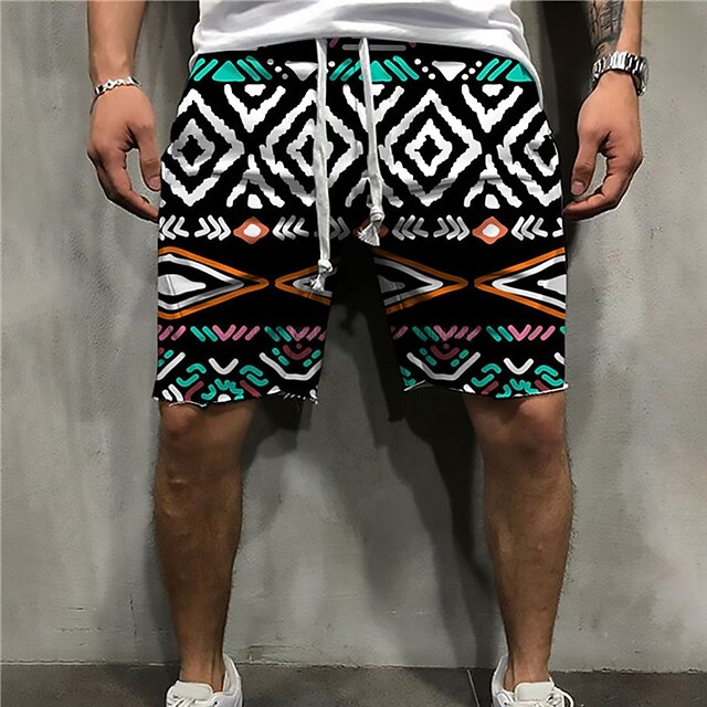 

Men's Retro Vintage Designer Straight Shorts 3D Print Elastic Waist Knee Length Pants Sports Outdoor Daily Micro-elastic Graphic Prints Geometry Comfort Breathable Mid Waist Black S M L XL XXL