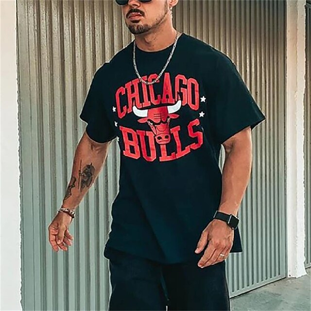 

Men's T shirt Hot Stamping Graphic Letter Crew Neck Casual Daily Print Short Sleeve Tops Lightweight Fashion Big and Tall Sports Navy Blue