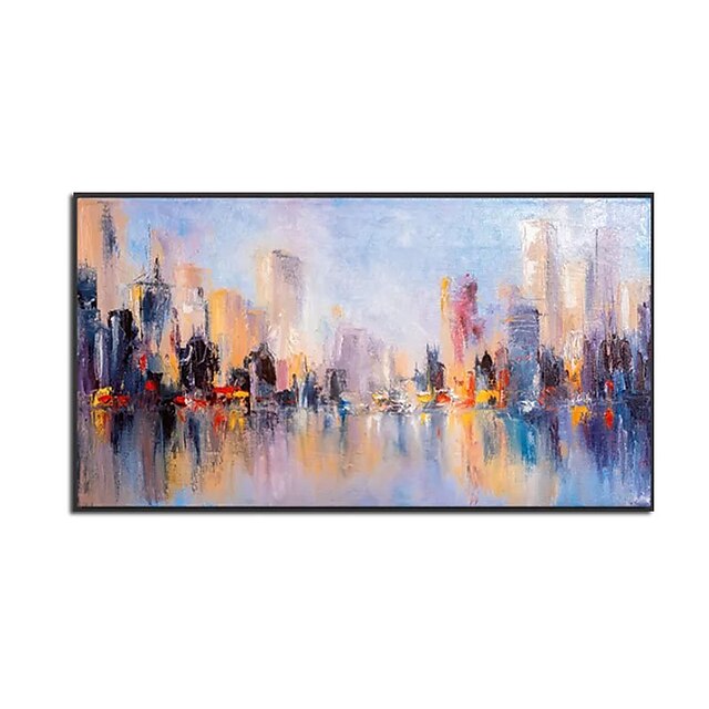 Home & Garden Wall Art | Oil Painting Hand Painted Vertical Landscape Architecture Modern Impressionism Rolled Canvas (No Frame)