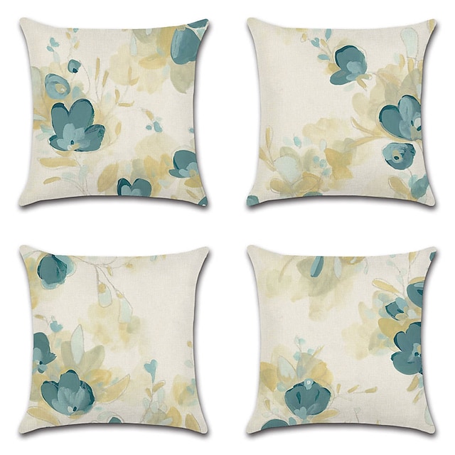 

Floral Double Side Cushion Cover 4PC Soft Decorative Square Throw Pillow Cover Cushion Case Pillowcase for Bedroom Livingroom Superior Quality Machine Washable Indoor Cushion for Sofa Couch Bed Chair