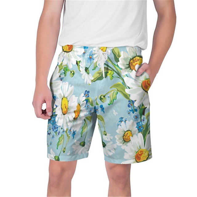 

Men's Streetwear Hawaiian Shorts Beach Shorts 3D Print Elastic Drawstring Design Short Pants Casual Daily Graphic Flower / Floral Breathable Soft Mid Waist Blue Purple Red S M L XL XXL