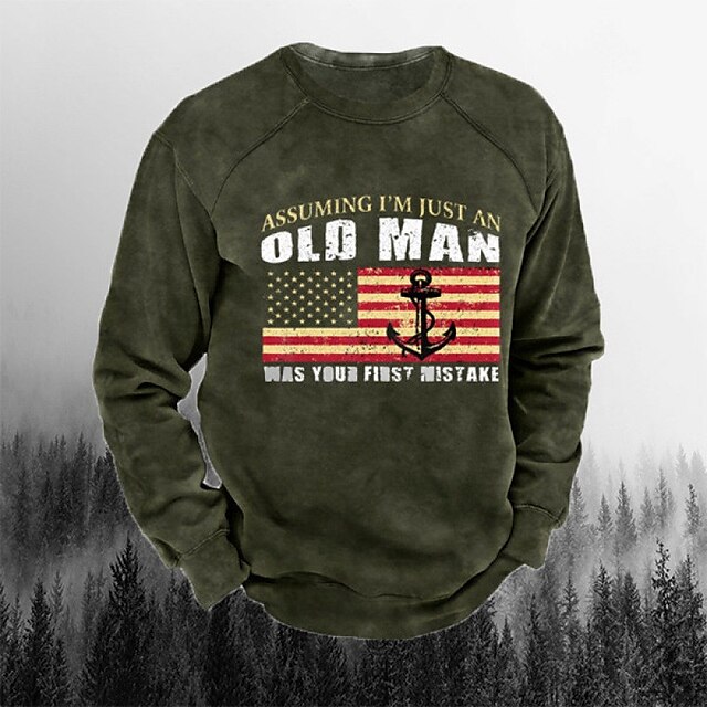 

Men's Sweatshirt Pullover Graphic National Flag Print Sports Outdoor Casual Daily 3D Print Basic Casual Hoodies Sweatshirts Army Green