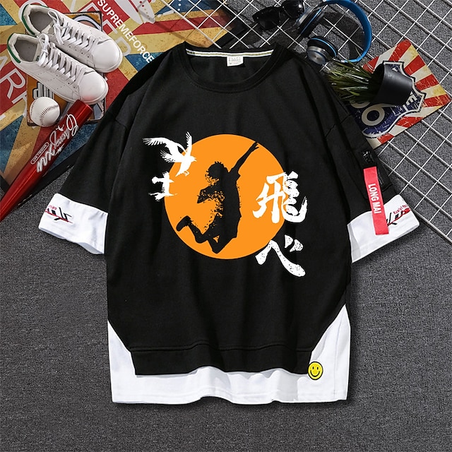 

Inspired by Haikyuu Nekoma high school Hinata ShoYou T-shirt Cartoon 100% Polyester Anime Harajuku Graphic Kawaii T-shirt For Men's / Women's / Couple's