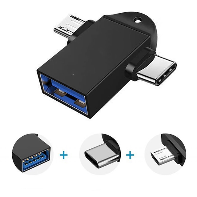  2 in 1 OTG Adapter USB 3.0 Female To Micro USB Male and USB C Male Connector Aluminum Alloy on The Go Converter xiaomi samsung