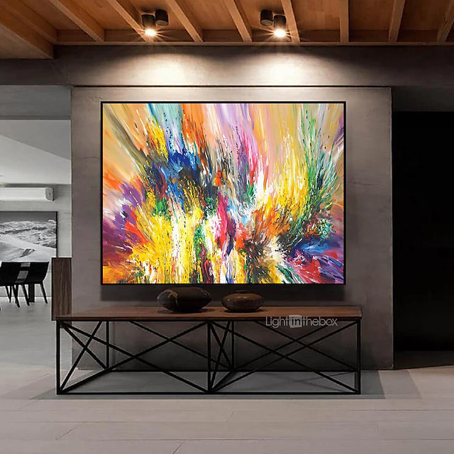 Oil Painting 100% Handmade Hand Painted Wall Art On Canvas Horizontal Panoramic Abstract Colorful Landscape Modern Home Decoration Decor Rolled Canvas No Frame Unstretched 10