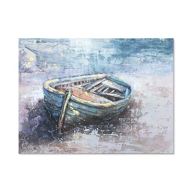 Home & Garden Wall Art | Handmade Oil Painting Canvas Wall Art Decoration Contemporary Moored Boat Landscape for Home Decor Roll