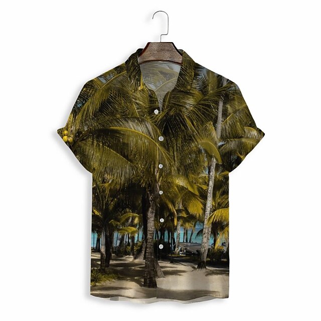 

Men's Shirt 3D Print Graphic Turndown Casual Daily 3D Print Short Sleeve Tops Casual Fashion Classic Green