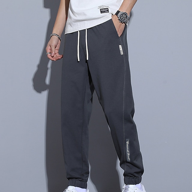 

Men's Fashion Streetwear Jogger Sweatpants Trousers Pocket Elastic Drawstring Design Pants Sports Outdoor Casual Micro-elastic Solid Color Breathable Soft Mid Waist Black Gray Apricot L XL XXL 3XL 4XL