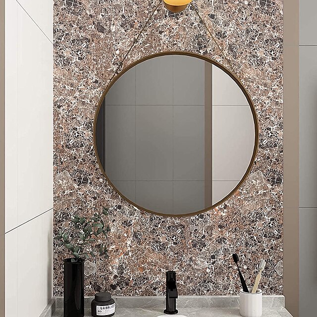 

Self Adhesive PVC Waterproof Oil-Proof Small Gravel Wallpaper Contact Paper Wall Bathroom Kitchen Furniture Renovation Wall Sticker 100045cm