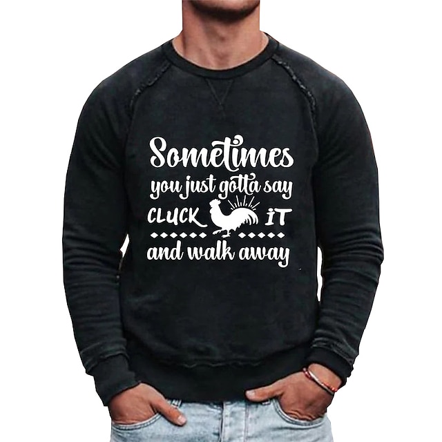 Mens Clothing Mens Hoodies & Sweatshirts | Mens Sweatshirt Pullover Graphic Chicken Letter Print Sports & Outdoor Casual Daily H