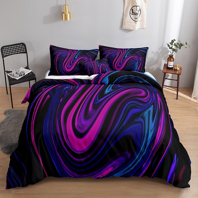 

3D Pattern 3-Piece Duvet Cover Set Hotel Bedding Sets Comforter Cover with Soft Lightweight Microfiber, Include 1 Duvet Cover, 2 Pillowcases for Double/Queen/King(1 Pillowcase for Twin/Single)