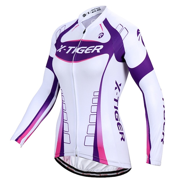 

Women's Long Sleeve Cycling Jersey Spandex Purple Color Block Bike Top Mountain Bike MTB Road Bike Cycling Quick Dry Sports Clothing Apparel / Athleisure