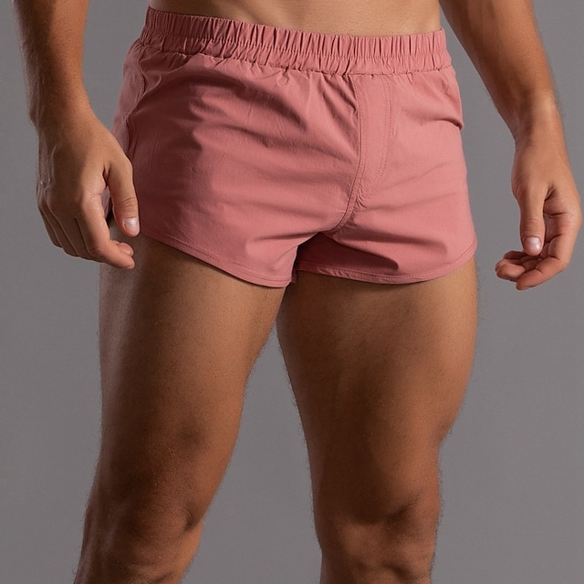  Homens Shorts rosa calções atléticos Shorts casuais Cintura elástica Côr Sólida Conforto Respirável Curto Esportes Diário Tomando banho à moda Casual / esportivo Preto Branco Micro-Elástica