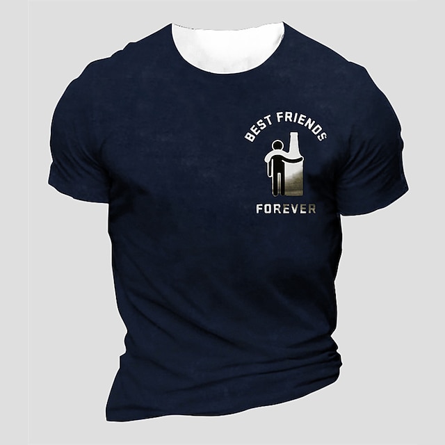 

Men's Unisex T shirt 3D Print Graphic Prints Wine bottle Crew Neck Street Daily Print Short Sleeve Tops Casual Retro Designer Big and Tall Black Gray Khaki