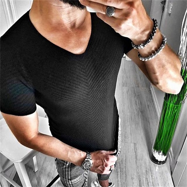 

Men's T shirt Solid Color Crew Neck Casual Daily Short Sleeve Tops Lightweight Fashion Big and Tall Sports Black