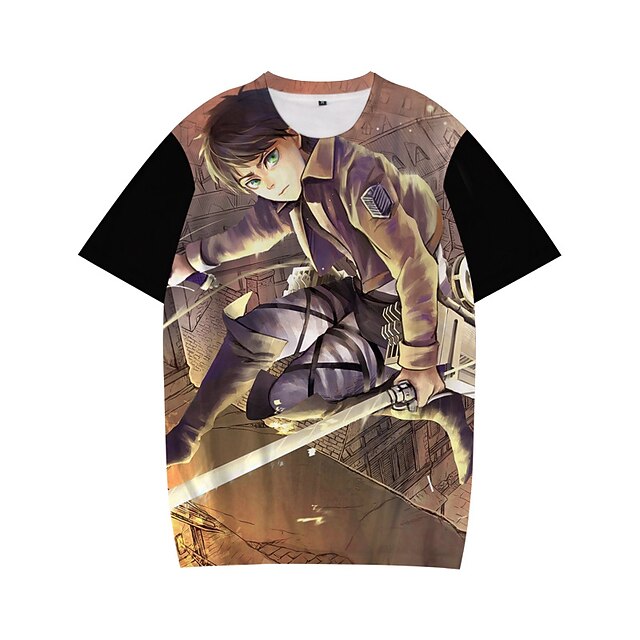 

Inspired by Attack on Titan Eren Yeager T-shirt Cartoon 100% Polyester Anime Harajuku Graphic Kawaii T-shirt For Men's / Women's / Couple's